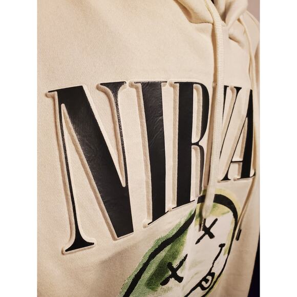 Nirvana Pullover Hoodie Light Birch Smiley Embossed Beige 2XL NWT - Picture 3 of 6